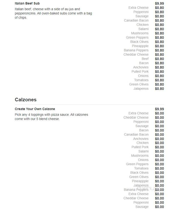 Primo's Pizza - Carbondale, IL menu_pic