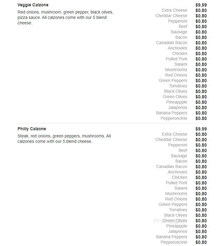 Primo's Pizza - Carbondale, IL menu_pic