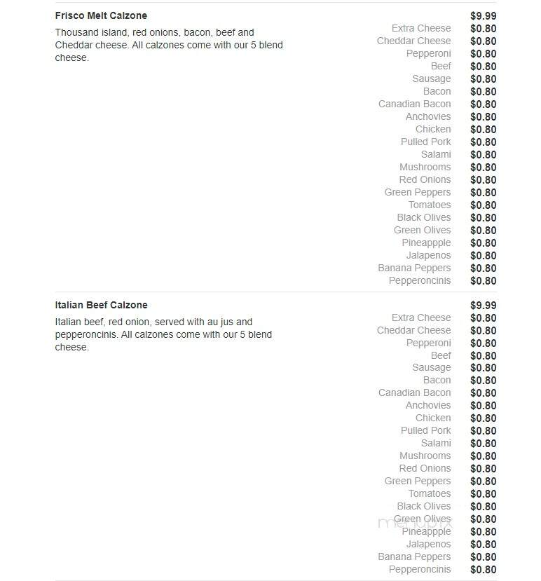 Primo's Pizza - Carbondale, IL menu_pic