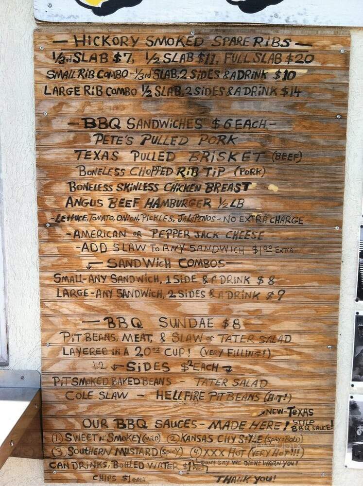 Shotgun Pete's BBQ Shack - Columbia, MO menu_pic