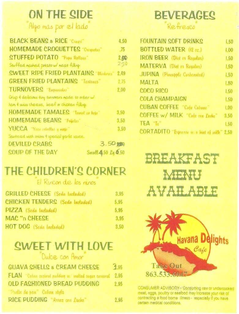 Havana Delights - Bartow, FL menu_pic