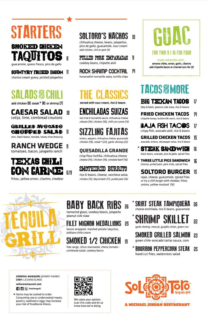 Sol Toro Tequila Grill - Uncasville, CT menu_pic
