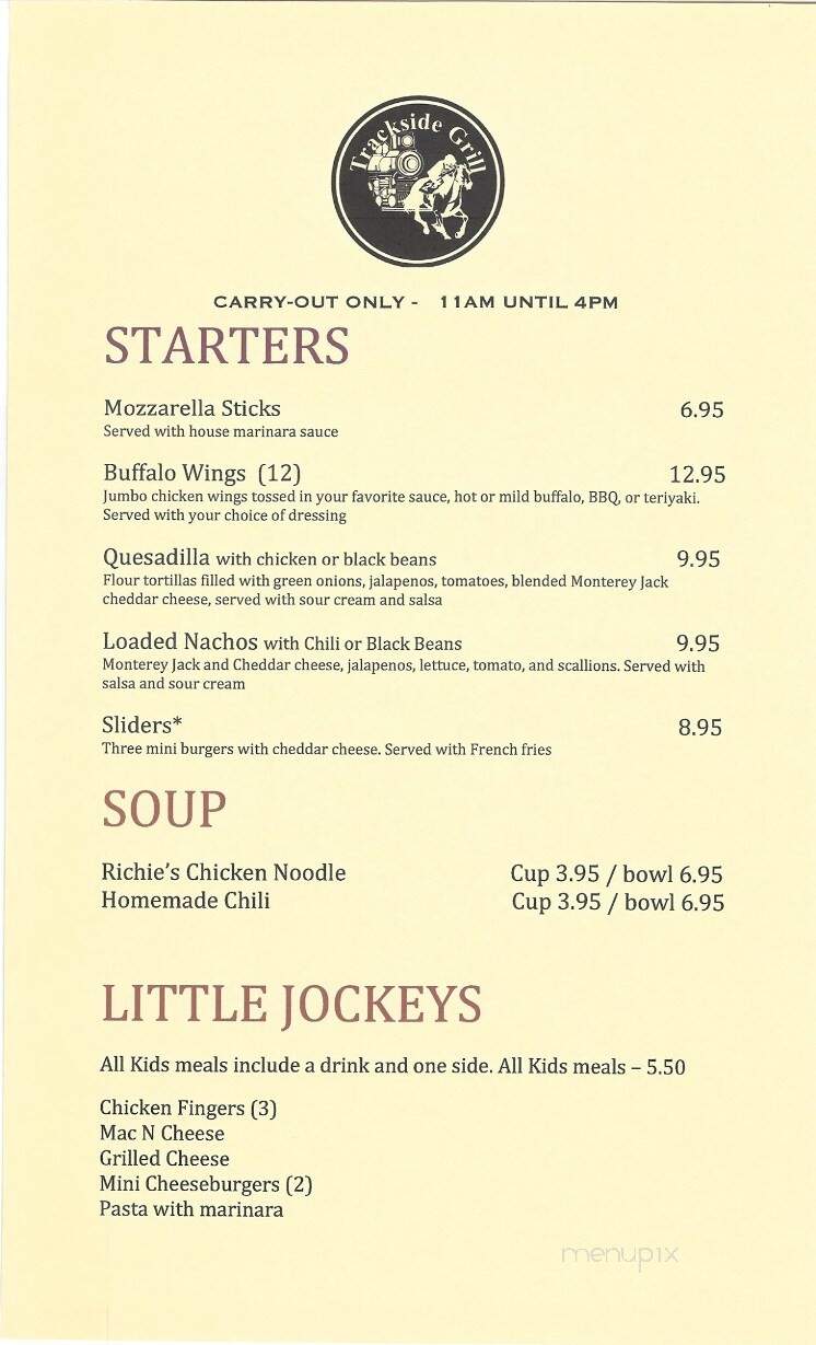 Trackside Grill - Ashland, VA menu_pic