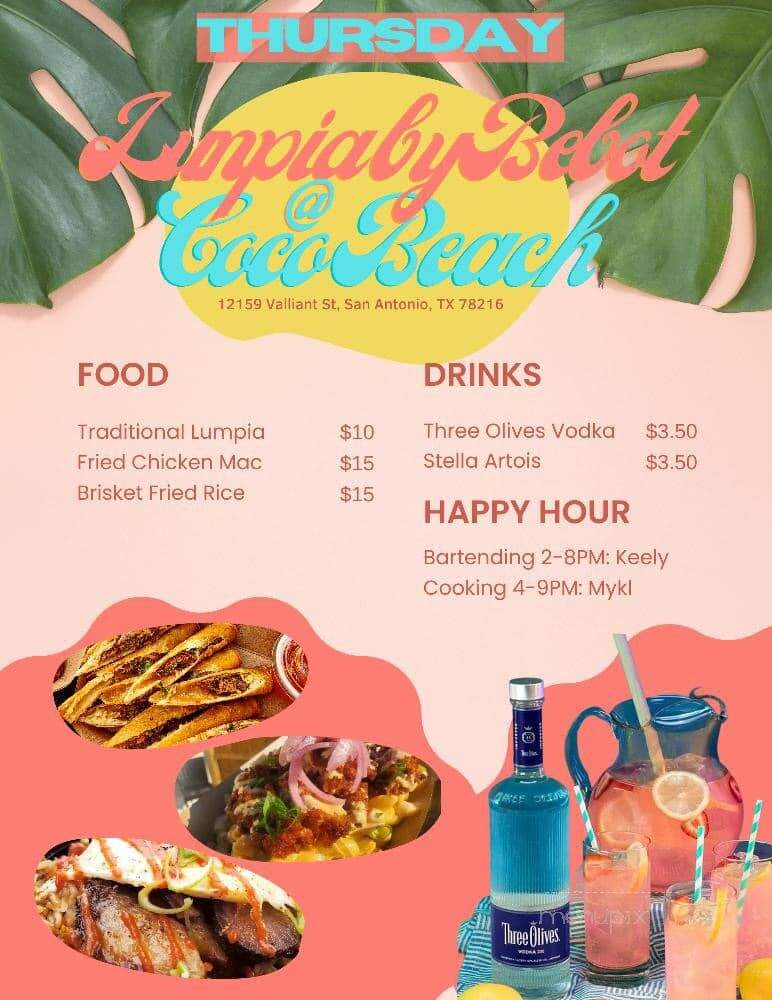 Coco Beach - San Antonio, TX menu_pic
