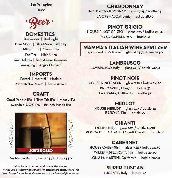 Joe's Italian Pizza, Pasta & Caffe - Alabaster, AL menu_pic