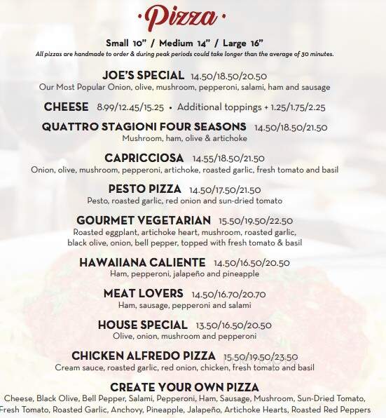 Joe's Italian Pizza, Pasta & Caffe - Alabaster, AL menu_pic
