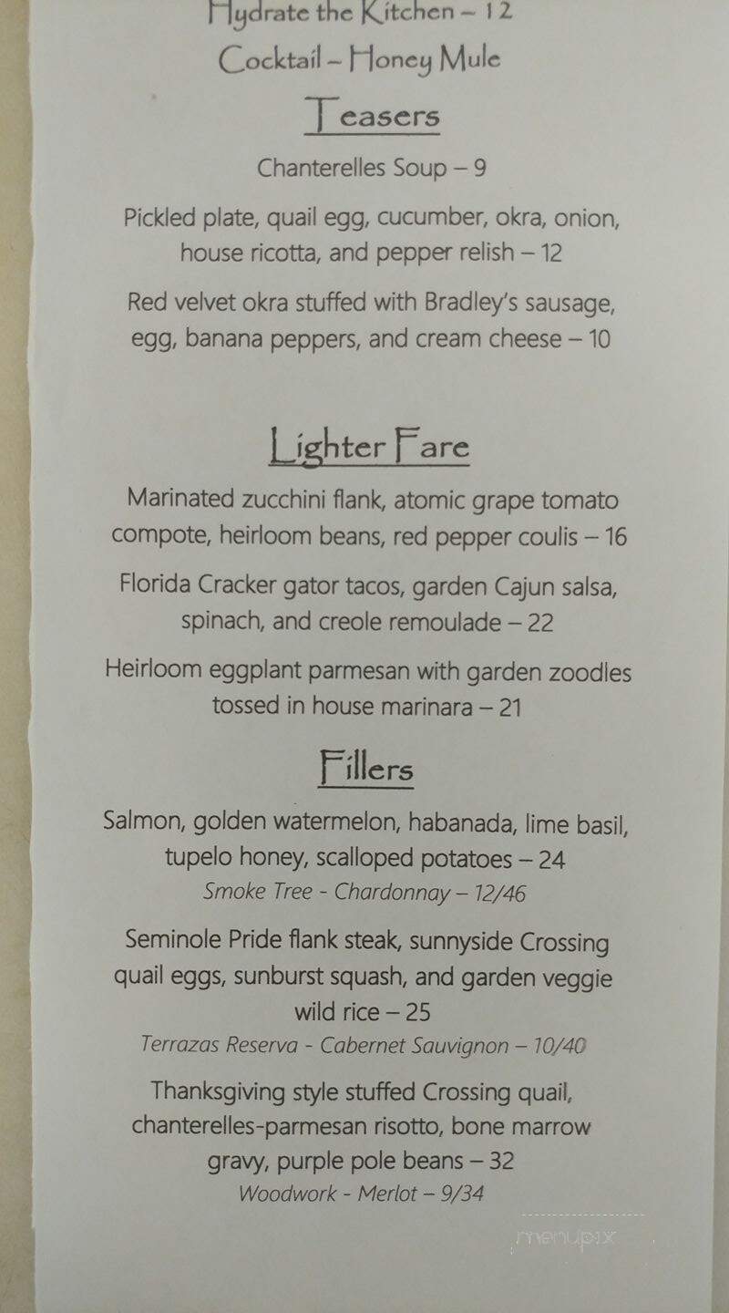 Backwoods Bistro - Sopchoppy, FL menu_pic