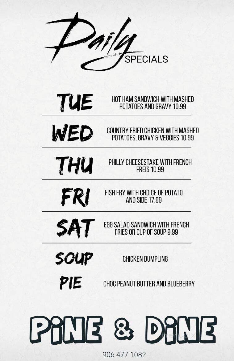 Dave's Pine Bar - Engadine, MI menu_pic