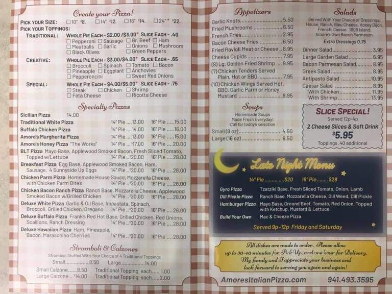 Amore's Restaurant - Venice, FL menu_pic