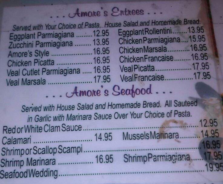 Amore's Restaurant - Venice, FL menu_pic