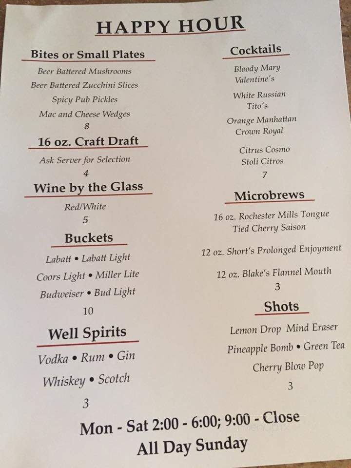 Tavern on the Main - Clawson, MI menu_pic