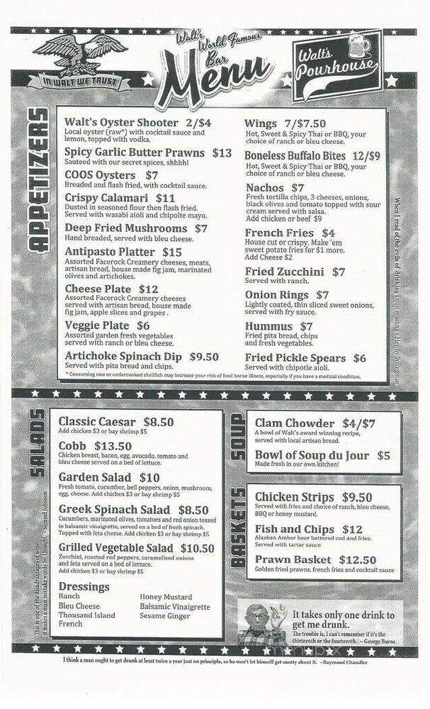 Walt's Pourhouse - Coos Bay, OR menu_pic