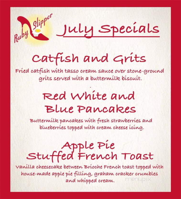 The Ruby Slipper Cafe - New Orleans, LA menu_pic