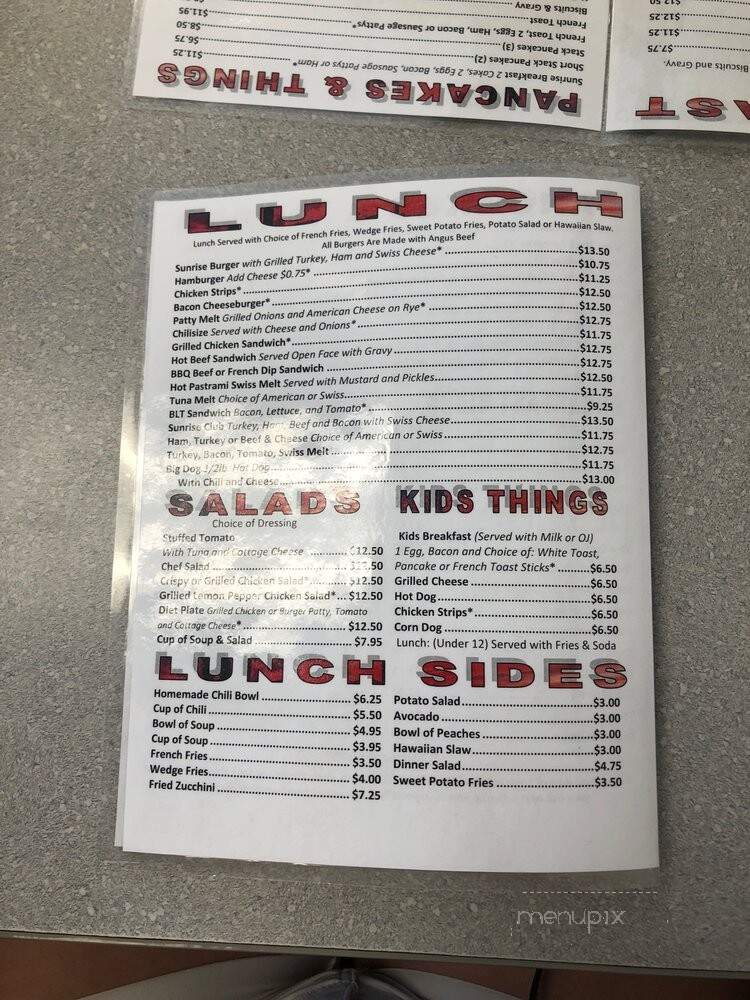 Peggy's Sunrise Cafe - Lake Havasu City, AZ menu_pic