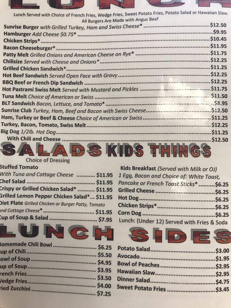 Peggy's Sunrise Cafe - Lake Havasu City, AZ menu_pic