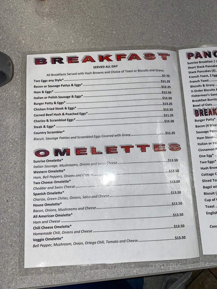 Peggy's Sunrise Cafe - Lake Havasu City, AZ menu_pic