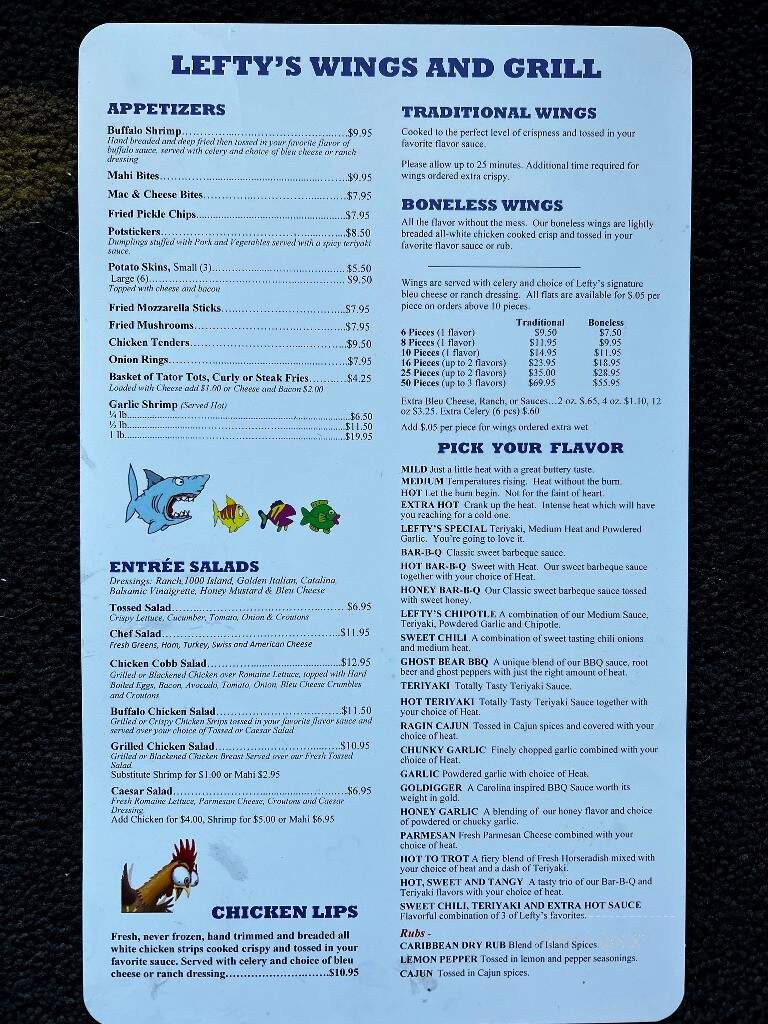 Lefty's Wings & Raw Bar II - Port St Lucie, FL menu_pic