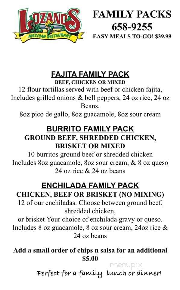 Lozano's Mexican Restaurant - Immokalee, FL menu_pic