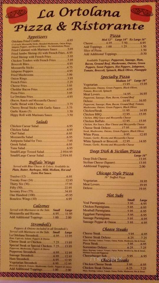 La Fontana Pizza & Restaurant - Magnolia, DE menu_pic
