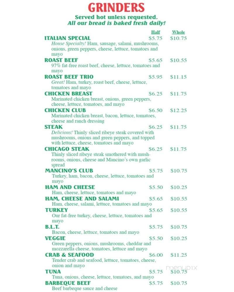 Mancino's Pizza & Grinders - Port Huron, MI menu_pic