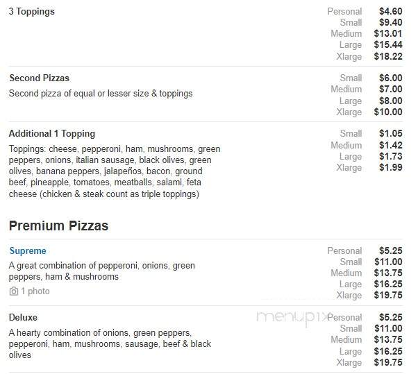 R C's Clubhouse Pizza - Onsted, MI menu_pic