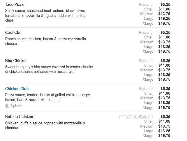 R C's Clubhouse Pizza - Onsted, MI menu_pic