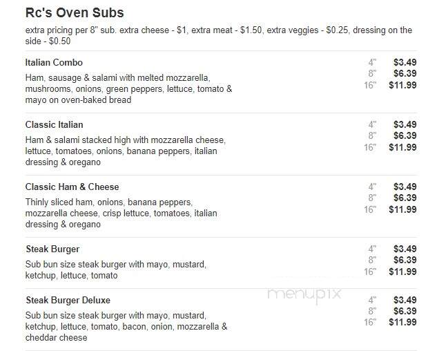 R C's Clubhouse Pizza - Onsted, MI menu_pic