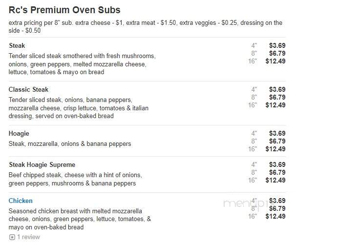 R C's Clubhouse Pizza - Onsted, MI menu_pic