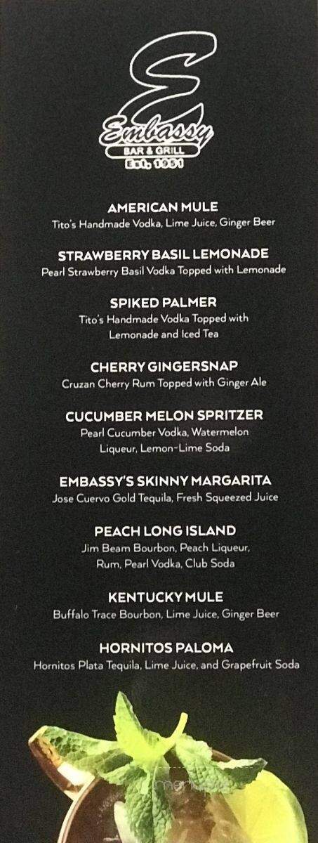 Embassy Bar & Grill - West Olive, MI menu_pic