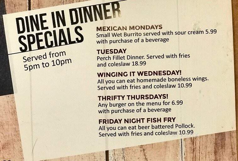 Embassy Bar & Grill - West Olive, MI menu_pic
