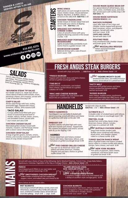 Embassy Bar & Grill - West Olive, MI menu_pic