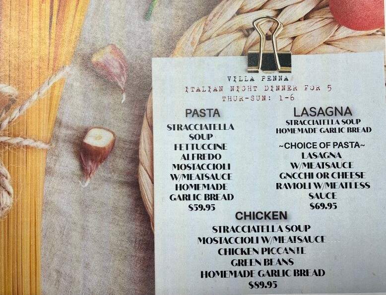 Villa Penna Ristorante - Sterling Heights, MI menu_pic