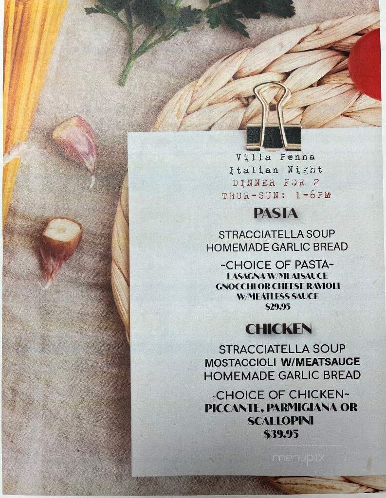 Villa Penna Ristorante - Sterling Heights, MI menu_pic