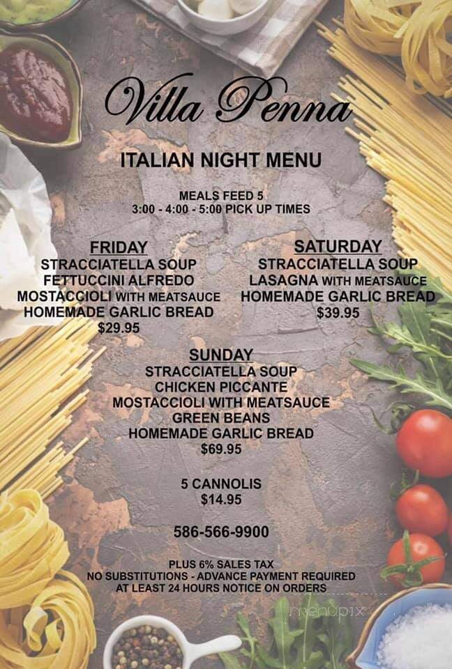 Villa Penna Ristorante - Sterling Heights, MI menu_pic
