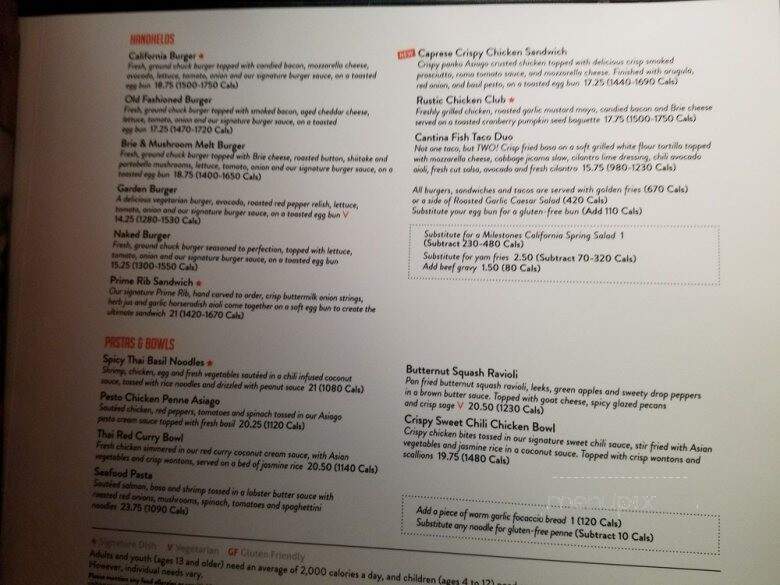 Milestones Grill + Bar - Ottawa, ON menu_pic