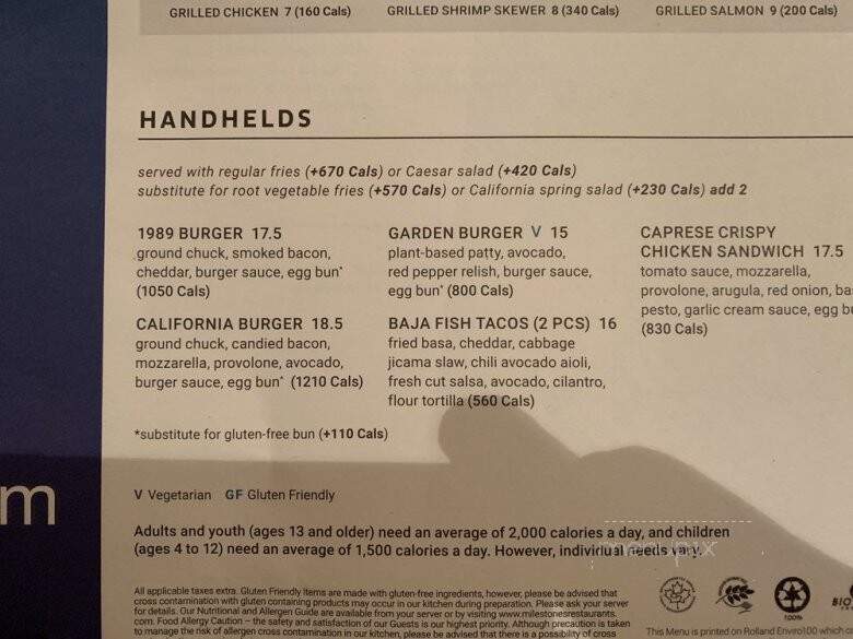Milestones Grill + Bar - Ottawa, ON menu_pic