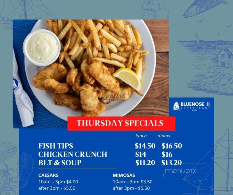 Bluenose II Restaurant - Halifax, NS menu_pic