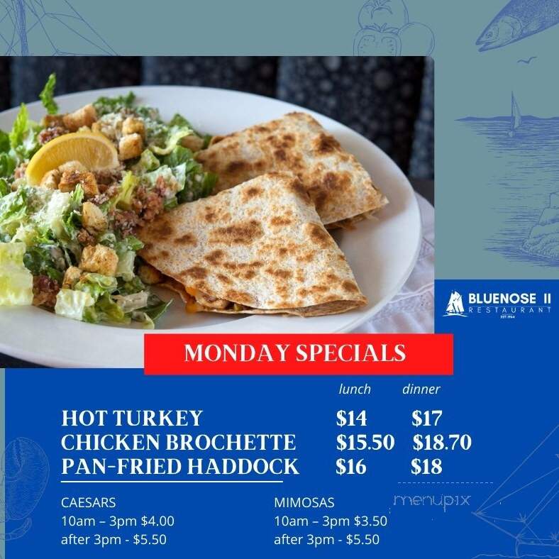 Bluenose II Restaurant - Halifax, NS menu_pic