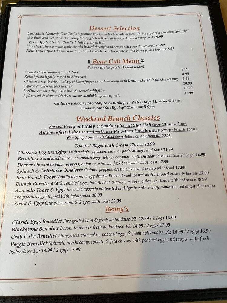 Black Bear Neighbourhood Pub - North Vancouver District, BC menu_pic