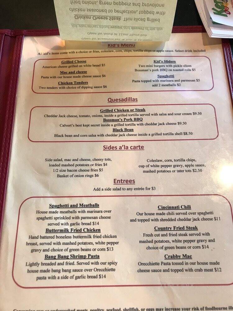 Anthony's Bar and Grill - Dunkirk, MD menu_pic