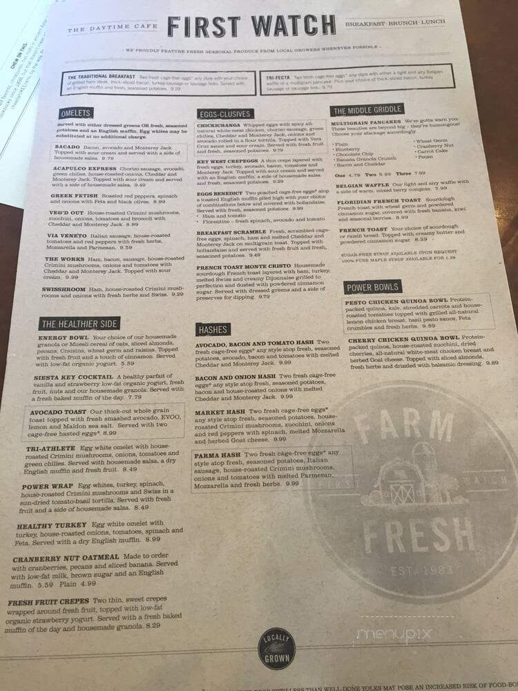 First Watch Restaurants - Pikesville, MD menu_pic