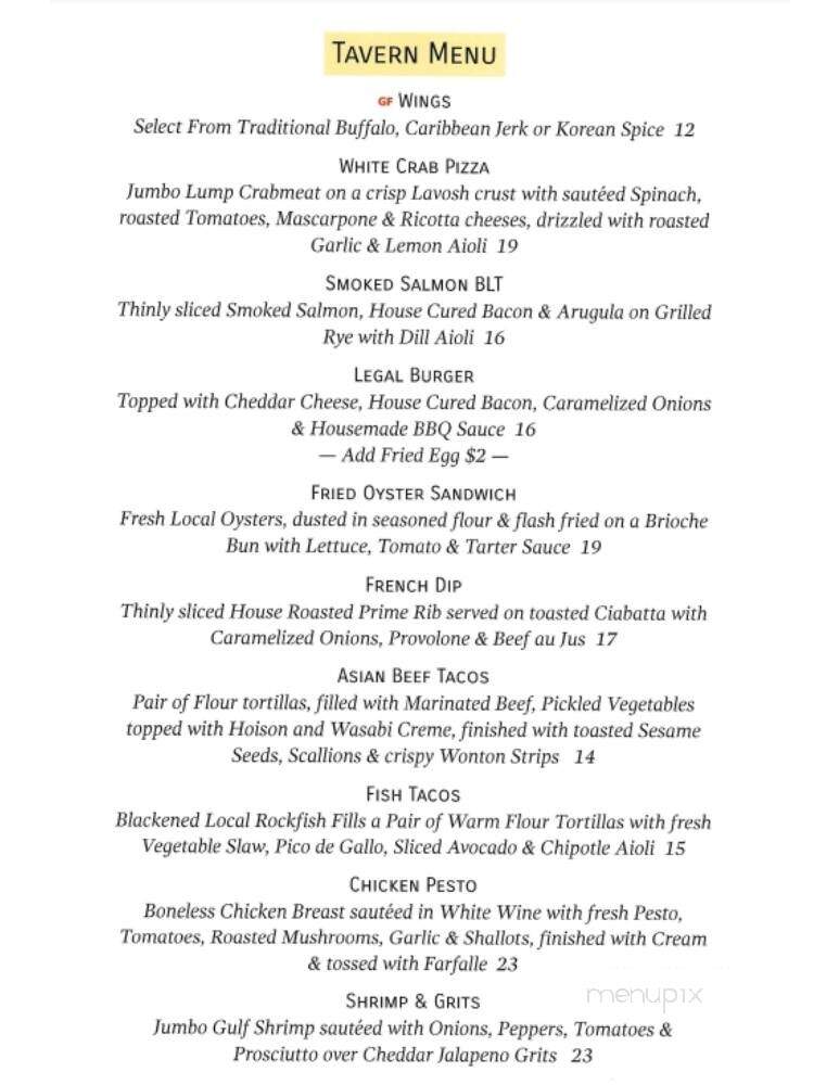 Legal Spirits Tavern - Easton, MD menu_pic