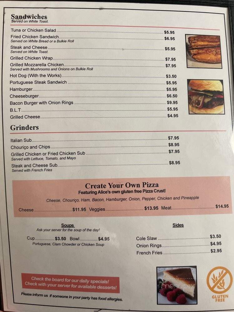Alice's Diner Breakfast & Lnch - Fall River, MA menu_pic