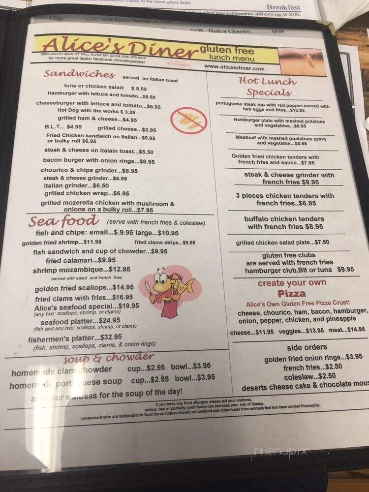 Alice's Diner Breakfast & Lnch - Fall River, MA menu_pic