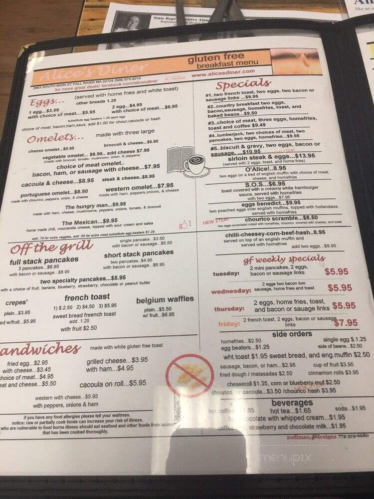 Alice's Diner Breakfast & Lnch - Fall River, MA menu_pic