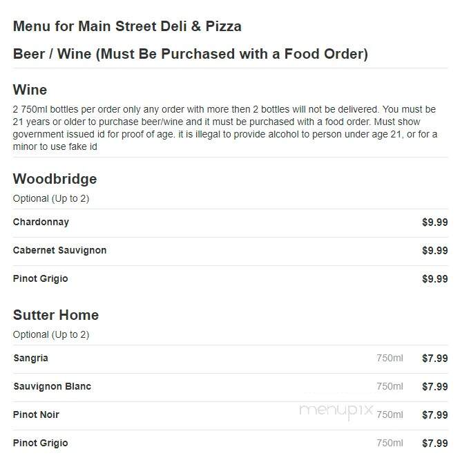 Main Street Deli - Weymouth, MA menu_pic