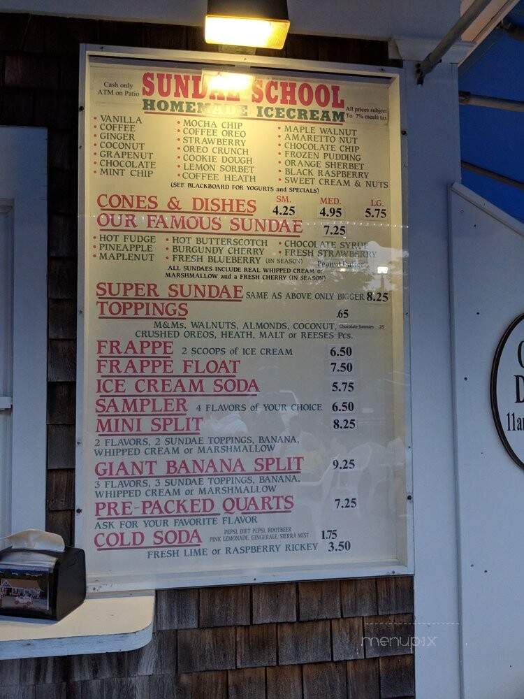 Sundae School Ice Cream - Harwich Port, MA menu_pic