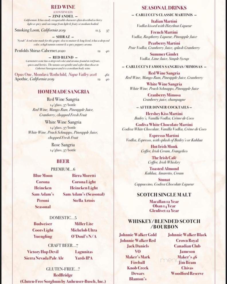 Carlucci's Waterfront - Mount Laurel, NJ menu_pic