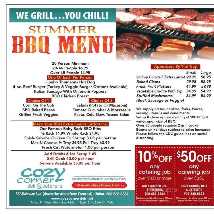 Cozy Corner Deli - Union, NJ menu_pic