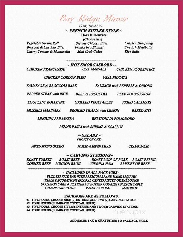 Bay Ridge Manor - Brooklyn, NY menu_pic